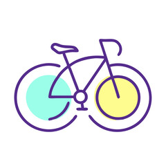 Fototapeta premium Colorful yellow and green bicycle icon in simple lines