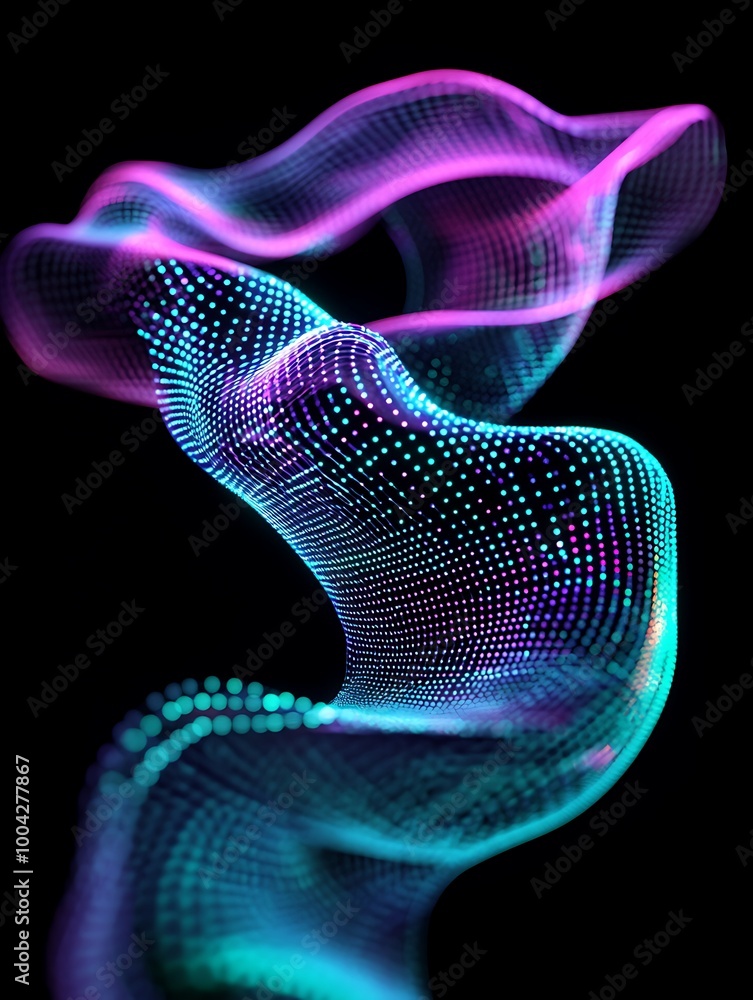 Aufkleber abstract digital wave with vibrant colors and patterns on a black background. a minimalist poster in