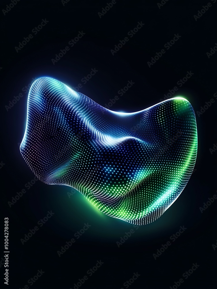 Poster abstract digital wave with vibrant colors on a black background, creating a futuristic and modern ae