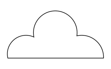 Black outline of a cloud shape on a white background. Ideal for weather, nature, web design, children content, minimalist design. Clean lines and clear shape make it versatile and easy to integrate