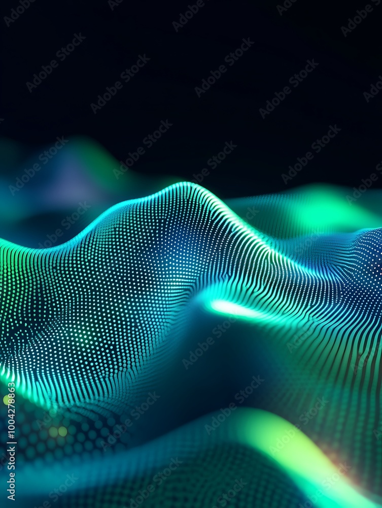 Poster abstract digital waves in vibrant colors illustrating advanced technology concepts. a minimalist pos
