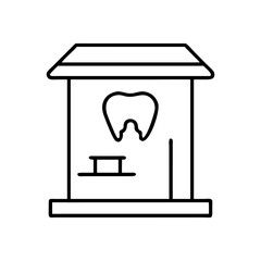 Fototapeta premium Dental clinic sign icon with tooth outline, simple monochrome vector