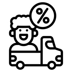 selling bazaar truck outline icon and illustration