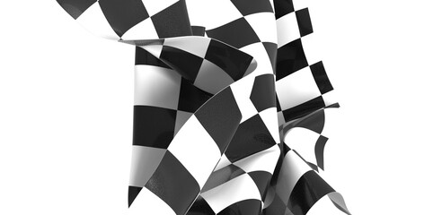  Image of motor racing black and white checkered finish flag waving