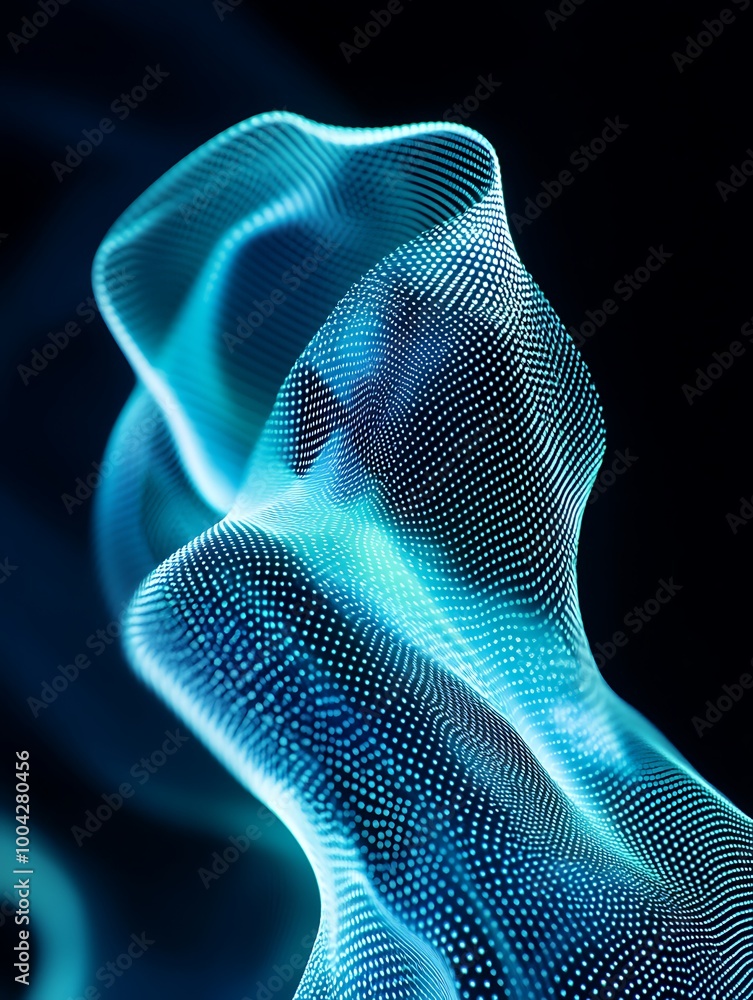 Poster abstract flowing blue lines creating a mesmerizing wave effect against a dark background. a minimali