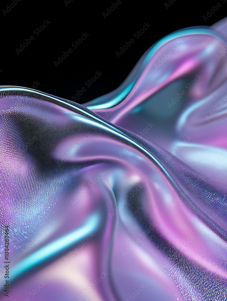 Poster abstract flowing fabric texture with vibrant colors on a black background. a minimalist poster in me