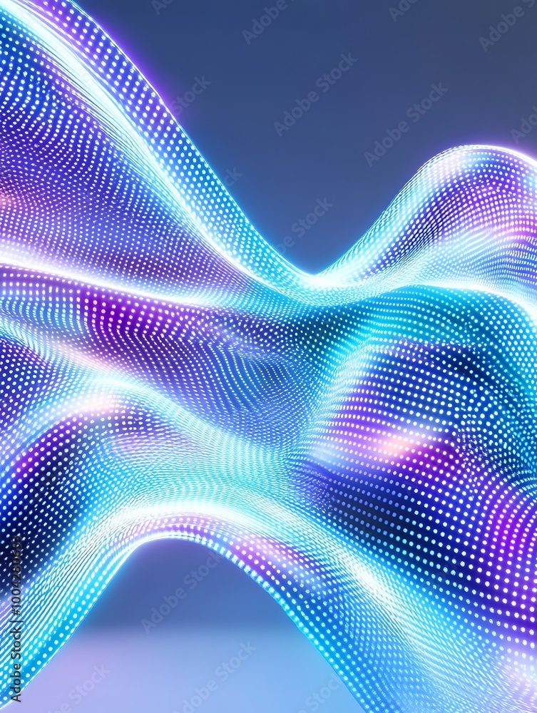 Poster abstract flowing patterns with vibrant lights and colors, creating a dynamic and modern digital back