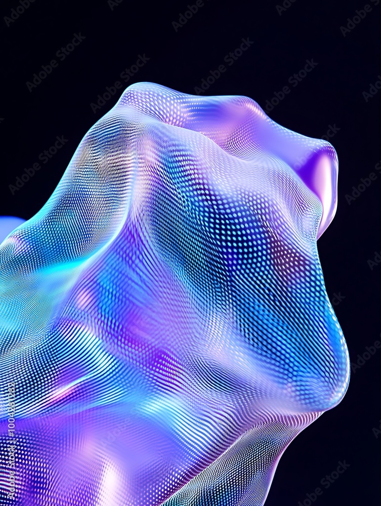 Poster Abstract fluid forms with vibrant colors creating a mesmerizing visual experience. A minimalist poster in metallic and chrome gradient style.