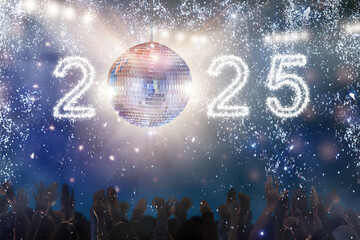 2025 New Year disco party in a night club