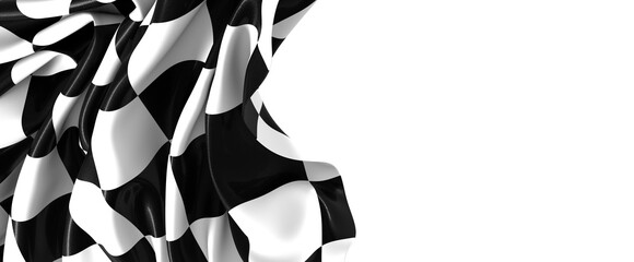 Naklejka premium Image of motor racing black and white checkered finish flag waving