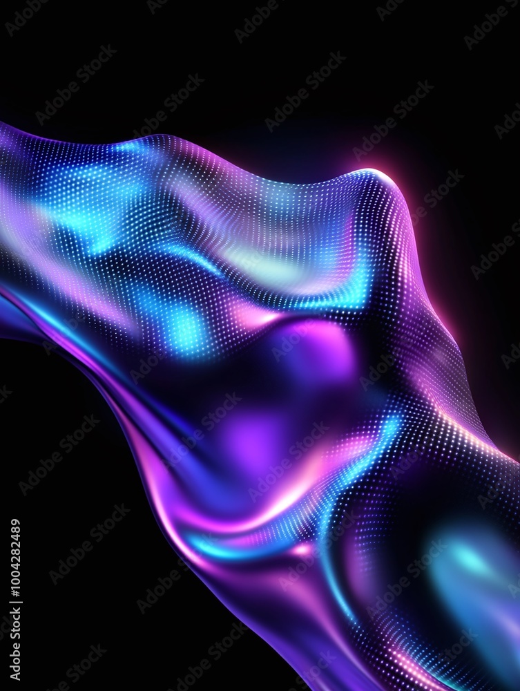 Poster abstract fluid shapes with vibrant colors and smooth texture on a dark background. a minimalist post
