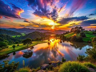 Ethereal Light Symbolizing the Spirit of God Illuminating a Serene Natural Landscape at Dusk