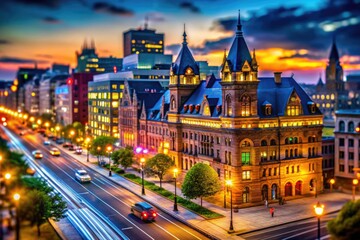 Fototapeta premium Evening View of Historic District Urban Architecture in Washington DC Near Metro Center