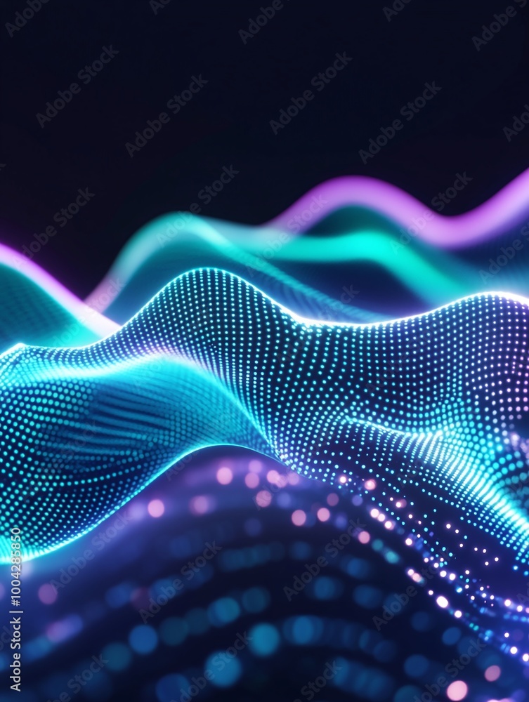 Aufkleber abstract glowing waves in vibrant colors, representing digital data flow and innovation. a minimalis