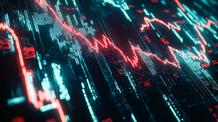 Obraz premium Digital Financial Stock Market Analysis Graph