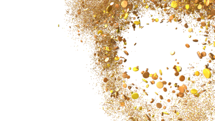 Enchanting Euphoria: Breathtaking 3D Illustration of Enchanting gold Confetti