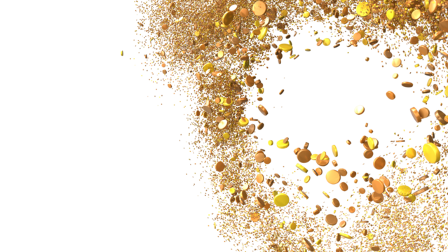 Enchanting Euphoria: Breathtaking 3D Illustration of Enchanting gold Confetti