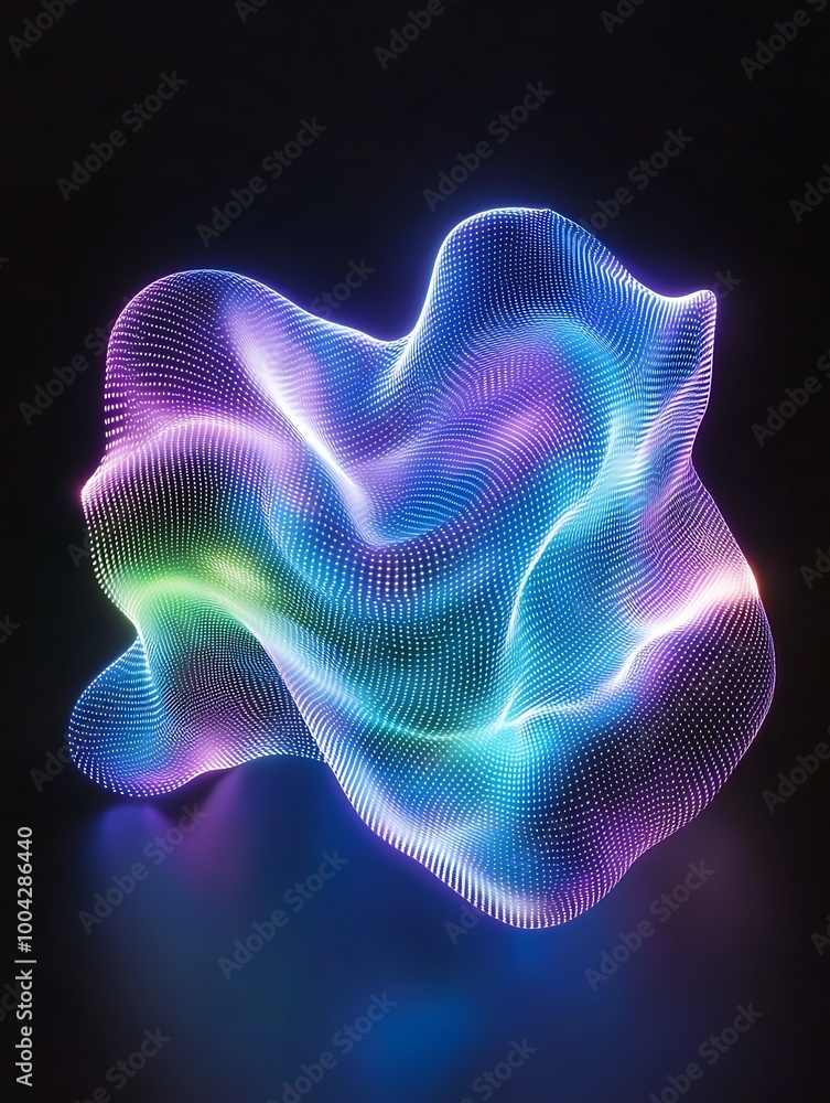 Poster abstract illuminated wave pattern with vibrant colors on a dark background. a minimalist poster in m