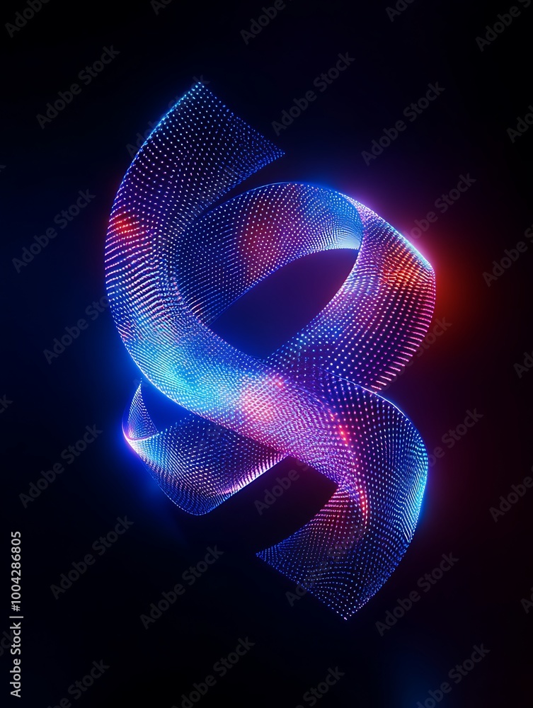 Poster abstract light waves twisting in vibrant colors against a dark background, creating a mesmerizing vi
