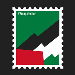 Minimalist Free Palestine Stamp Design with Flag Colors