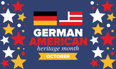 German-American Heritage Month. Happy holiday celebrate annual in October. Germany and United States flag. Culture month. Patriotic design. Poster, card, banner, template. Vector illustration
