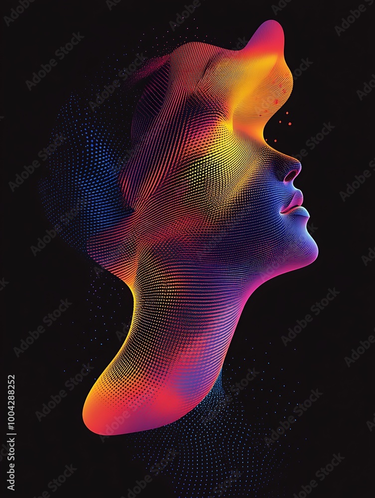 Aufkleber abstract representation of human emotions with colorful patterns on a dark background.