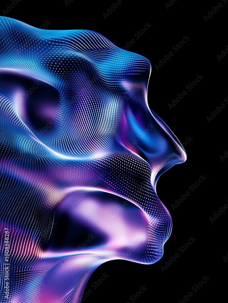 Aufkleber abstract representation of human-like forms with colorful waves, showcasing the intersection of art 