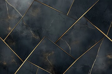 Black Grunge Texture Background with Shiny Golden Lines for Luxury Design