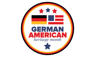 German-American Heritage Month. Happy holiday celebrate annual in October. Germany and United States flag. Culture month. Patriotic design. Poster, card, banner, template. Vector illustration