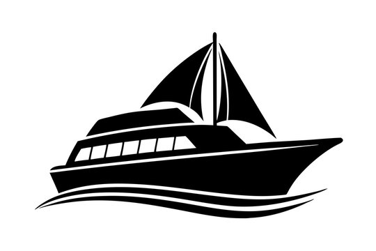 recommend clip art: Catamaran Sailing Smoothly Across the Ocean Silhouette