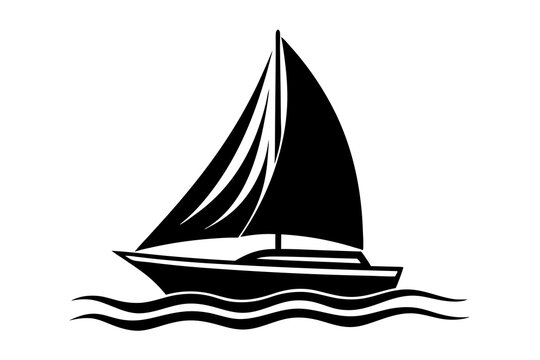 recommend clip art: Catamaran Sailing Smoothly Across the Ocean Silhouette