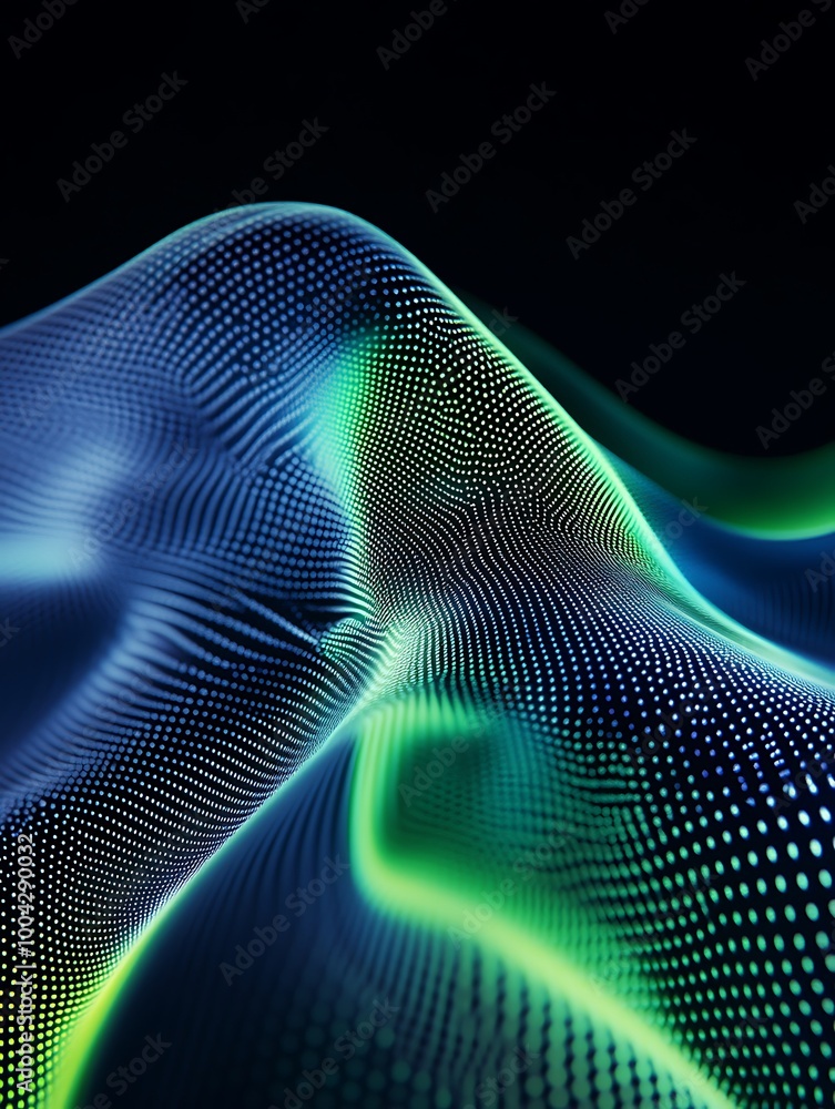 Poster abstract visualization of flowing waves in vibrant colors and dynamic patterns, perfect for digital 