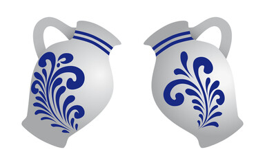 Zwei Bembel für Apfelwein aus Hessen, Illustration, transparent ohne Hintergrund