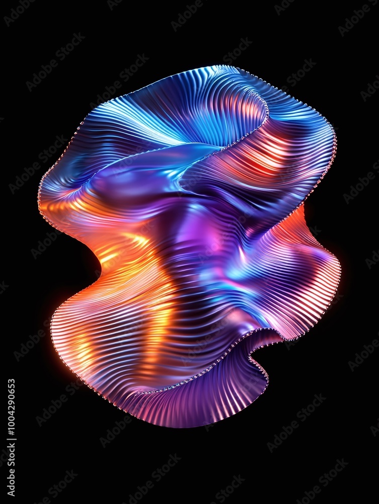 Poster abstract wave design with vibrant colors creating a dynamic visual effect on a black background. a m