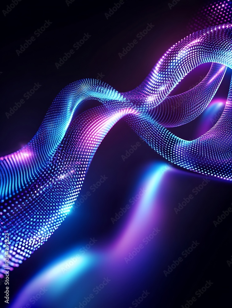 Poster abstract wave forms with vibrant neon colors create a mesmerizing visual effect against a dark backg