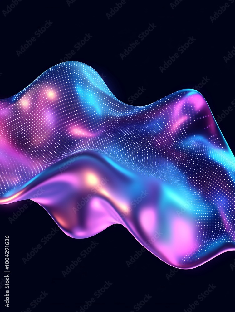Poster abstract wave of colorful light in a digital space, creating a mesmerizing visual effect. a minimali