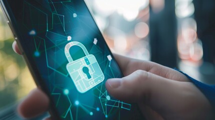 Close-up of smartphone screen with privacy lock icon and hand partially covering it, highlighting the significance of phone security and personal data protection.