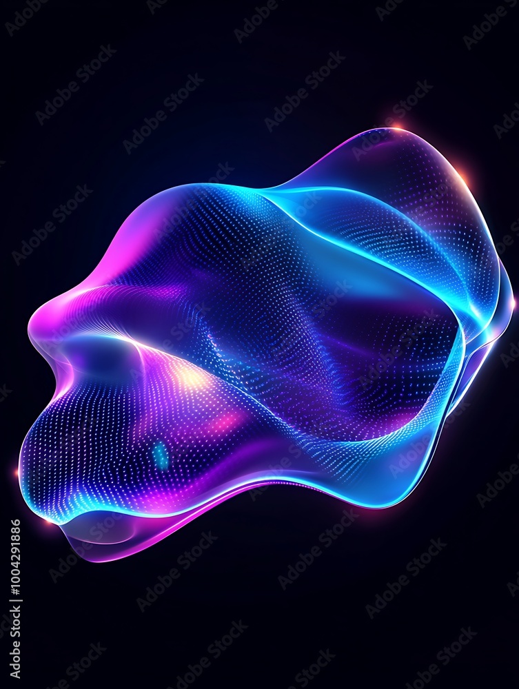 Poster abstract wave of colorful neon light on a dark background, creating a dynamic and modern visual effe