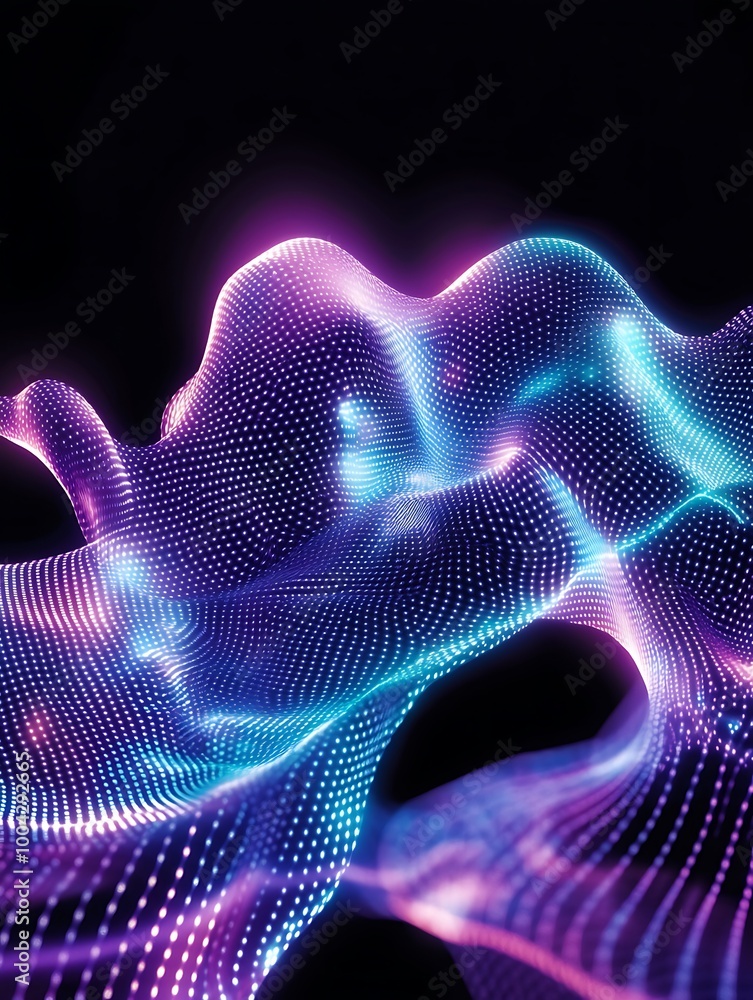 Poster abstract wave of vibrant colors, showcasing the fluidity and dynamic motion in a digital art style. 