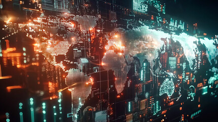 Fototapeta premium Futuristic Data Visualization Concept in Vibrant Neon Colors