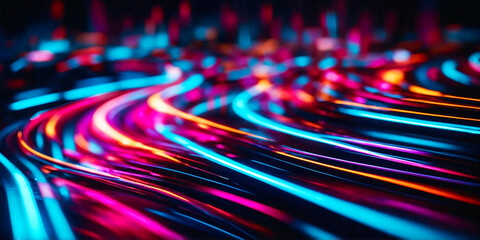 Abstract background of neon lights in motion
