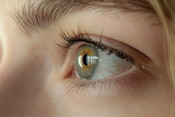 Obraz premium Macro Studio Expression Shot Of Woman's Eye With Close Up On Eyelashes And Pupil .generative ai