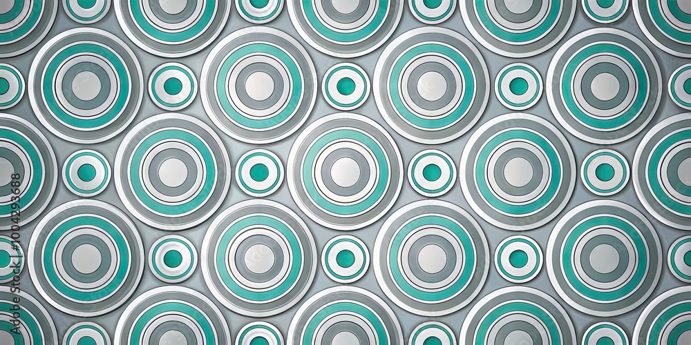 Poster geometric white circles and arcs pattern on gray background for textiles and wallpaper design