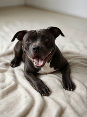 Black Dog Lying on Bed