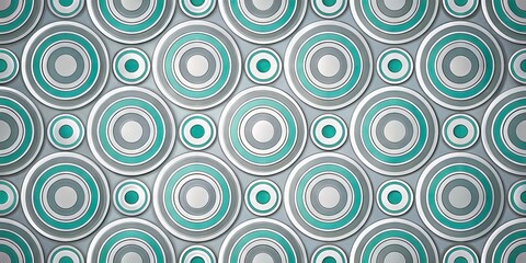 Geometric White Circles and Arcs Pattern on Gray Background for Textiles and Wallpaper Design