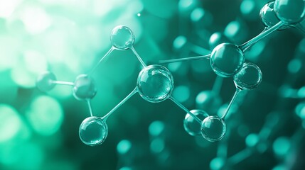 Abstract molecular structure in teal hues with a science focus