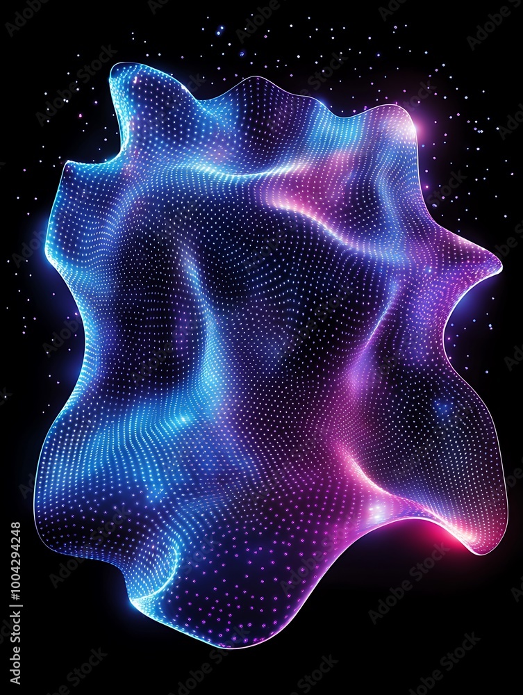 Poster abstract wave pattern with vibrant colors and glowing effects on a dark background. a minimalist pos