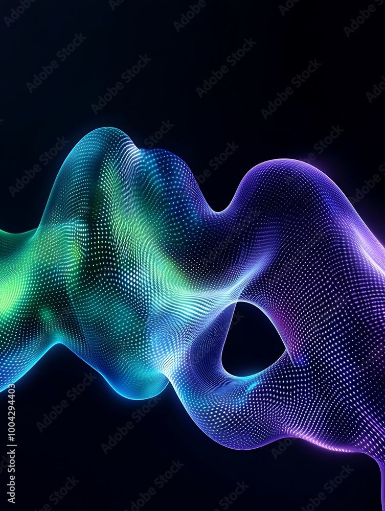 Poster abstract wave pattern with vibrant colors on a dark background, perfect for digital design and artis