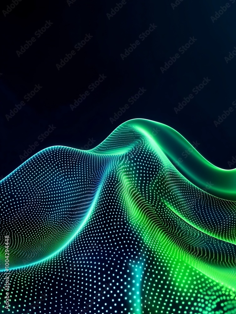 Aufkleber abstract wave pattern with vibrant green and blue colors against a dark background, showcasing dynam