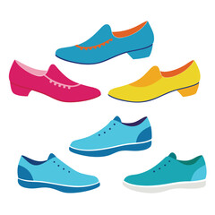 A vibrant set of eight colorful and stylish shoe illustrations, perfect for adding personality to any design. These playful and unique shoes are ideal for fashion, branding, or creative projects.

